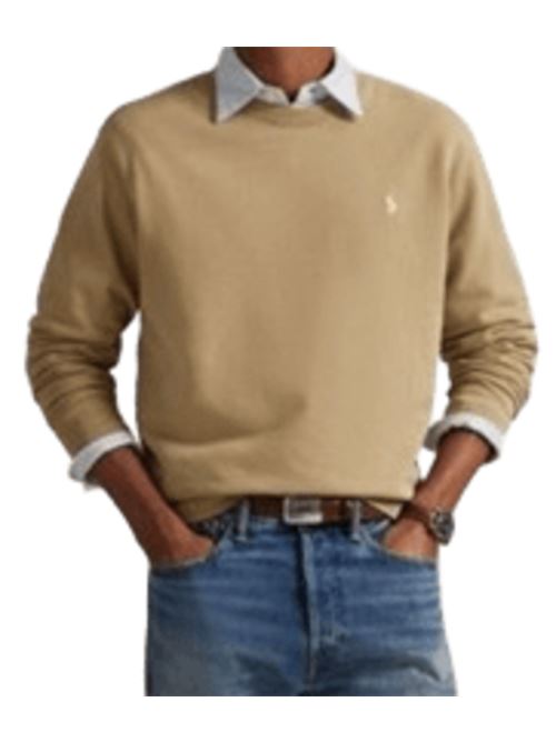 Felpa da uomo girocollo, color khaki POLO RALPH LAUREN | 710916689036